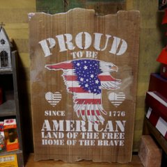 ウッドボード PROUD TO BE AMERICAN インテリア 木製看板　アメリカン看板画像