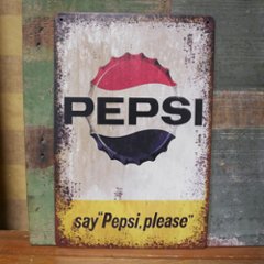 ペプシコーラ 看板　ティンサイン　 PEPSI　アメリカン雑貨画像