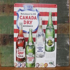 カナダドライ ブリキ看板 CANADA DRY A4 インテリア ビンテージ  メタルプレート  アメリカン雑貨の画像