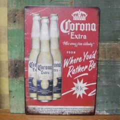 コロナ・エキストラ アメリカンサインボード CORONA EXTRA  A4  ビンテージ  メタルプレート  アメリカン雑貨の画像