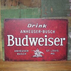 バドワイザー アメリカンサインボード Budweiser  A4  ビンテージ  メタルプレート  アメリカン雑貨の画像