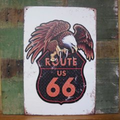 ルート66 ティンプレート アメリカンサインボード ROUTE66 イーグル A4サイズ　ブリキ看板　アメリカン雑貨の画像