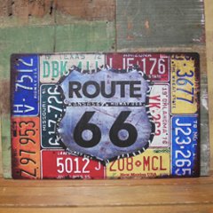 ルート66 ティンプレート アメリカンサインボード ROUTE66  A4サイズ　ブリキ看板　アメリカン雑貨の画像