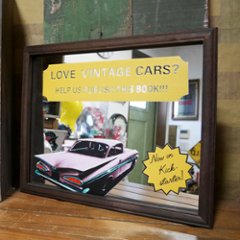 パブミラー LOVE VINTAGE CARS　インテリア ウォールミラー 鏡 PUB アメリカン雑貨の画像