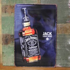 ジャックダニエル　エンボス看板 JACK DANIEL'S　ティンサイン　アメリカン雑貨の画像