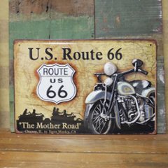 ルート66 ティンプレート アメリカンサインボード ROUTE66  A4サイズ　ブリキ看板　アメリカン雑貨の画像