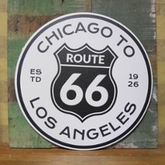 ルート66 アンティークプレート HISTORIC ROUTE66 ブリキ看板丸形 US66 アメリカン雑貨の画像