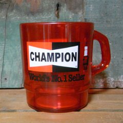 アドバタイジング クリアマグカップ CHAMPION チャンピオン　アメリカン雑貨　の画像