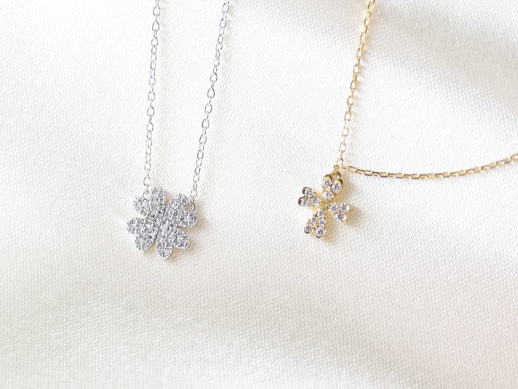 fourheartclover necklace k18wg/diamond(フォーハートクローバー ネックレス k18ホワイトゴールド/ダイア)画像