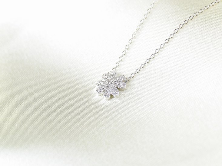 fourheartclover necklace k18wg/diamond(フォーハートクローバー ネックレス k18ホワイトゴールド/ダイア)画像