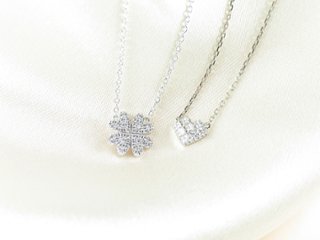 fourheartclover necklace k18wg/diamond(フォーハートクローバー ネックレス k18ホワイトゴールド/ダイア)画像