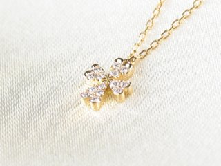 clover cross necklace k18yg/diamond(クローバークロス ネックレス k18イエローゴールド/ダイア)画像