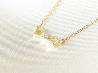 petitribbon necklace k18yg/diamond(ペティリボン ネックレス k18イエローゴールド/ダイア)の画像