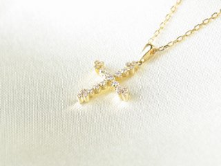 sexyround D cross necklace k18yg/diamond(セクシーラウンド D クロス ネックレス k18イエローゴールド/ダイア)画像