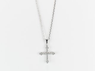 sexyround D cross necklace k18wg/diamond(セクシーラウンド D クロス ネックレス k18ホワイトゴールド/ダイア)画像