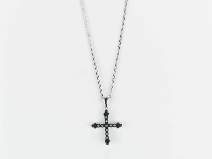 sexyround D cross necklace k18wg/diamond(セクシーラウンド D クロス ネックレス k18ホワイトゴールド/ダイア)画像