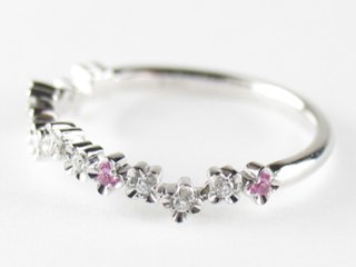 flowerpicked pinkyring pt/diamond&pinksapphire(フラワーピックド ピンキーリング プラチナ/ダイア&ピンクサファイア)画像