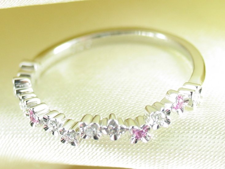 flowerpicked pinkyring pt/diamond&pinksapphire(フラワーピックド ピンキーリング プラチナ/ダイア&ピンクサファイア)画像