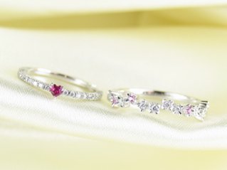 flowerpicked pinkyring pt/diamond&pinksapphire(フラワーピックド ピンキーリング プラチナ/ダイア&ピンクサファイア)画像