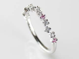 flowerpicked pinkyring pt/diamond&pinksapphire(フラワーピックド ピンキーリング プラチナ/ダイア&ピンクサファイア)画像