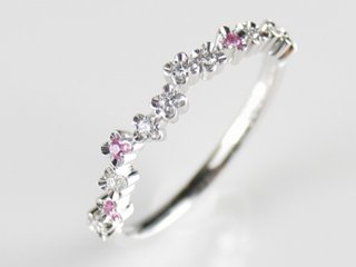 flowerpicked pinkyring pt/diamond&pinksapphire(フラワーピックド ピンキーリング プラチナ/ダイア&ピンクサファイア)画像