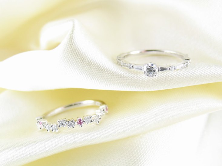 flowerpicked pinkyring pt/diamond&pinksapphire(フラワーピックド ピンキーリング プラチナ/ダイア&ピンクサファイア)画像