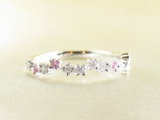 flowerpicked pinkyring pt/diamond&pinksapphire(フラワーピックド ピンキーリング プラチナ/ダイア&ピンクサファイア)の画像