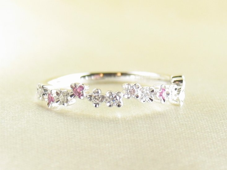 flowerpicked pinkyring pt/diamond&pinksapphire(フラワーピックド ピンキーリング プラチナ/ダイア&ピンクサファイア)画像