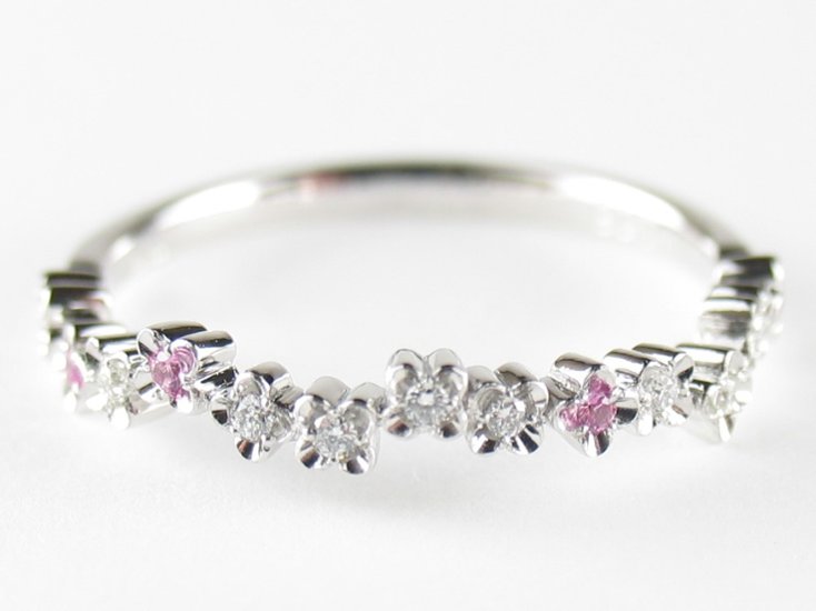 flowerpicked pinkyring pt/diamond&pinksapphire(フラワーピックド ピンキーリング プラチナ/ダイア&ピンクサファイア)画像