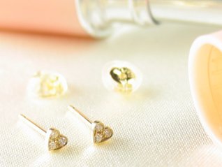 toranpu D heart pierce k18yg/diamond(トランプ D ハート ピアス k18イエローゴールド/ダイア)の画像