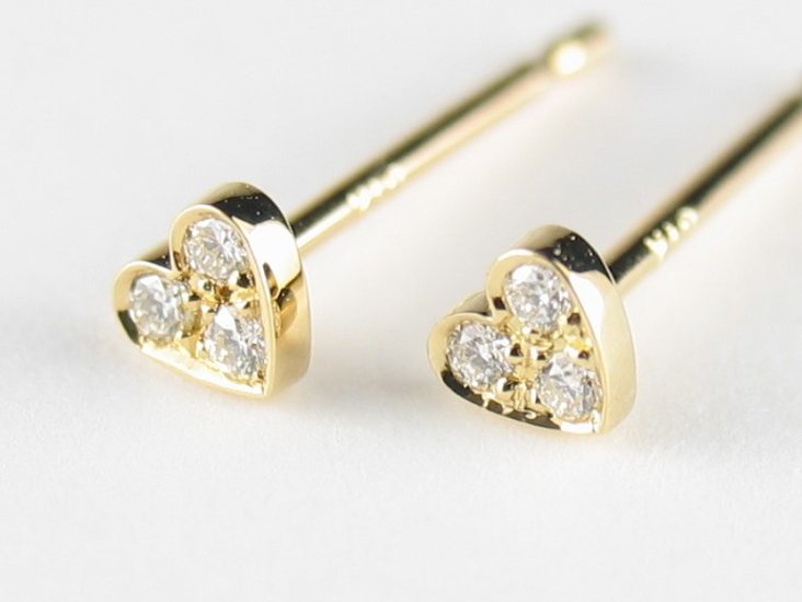 toranpu D heart pierce k18yg/diamond(トランプ D ハート ピアス k18イエローゴールド/ダイア)画像