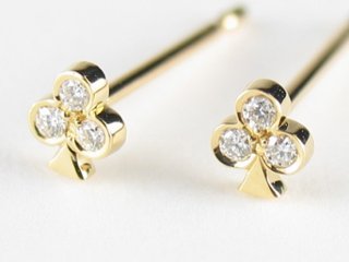 toranpu D club pierce k18yg/diamond(トランプ D クラブ ピアス k18イエローゴールド/ダイア)画像