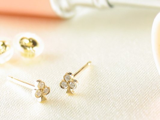 toranpu D club pierce k18yg/diamond(トランプ D クラブ ピアス k18イエローゴールド/ダイア)の画像