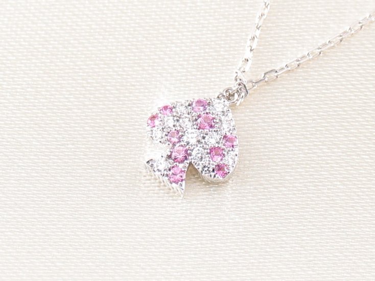 spadepave necklace k18wg/diamond&pinksapphire(スペードパヴェ ネックレス k18ホワイトゴールド/ダイア&ピンクサファイア)画像