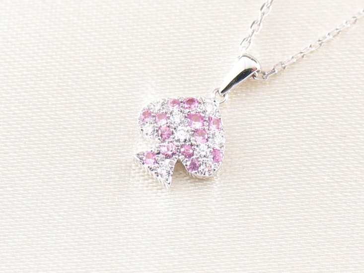 spadepave charmnecklace k18wg/diamond&pinksapphire(スペードパヴェ チャームネックレス k18ホワイトゴールド/ダイア&ピンクサファイア)画像