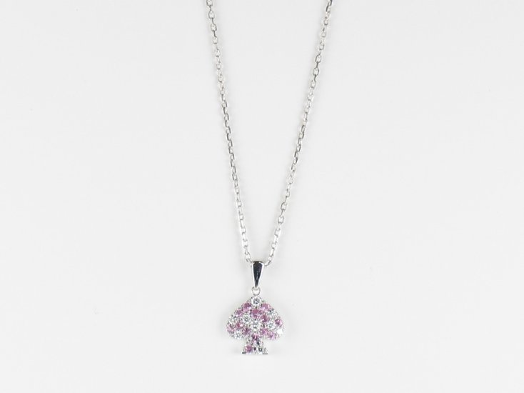 spadepave charmnecklace k18wg/diamond&pinksapphire(スペードパヴェ チャームネックレス k18ホワイトゴールド/ダイア&ピンクサファイア)画像