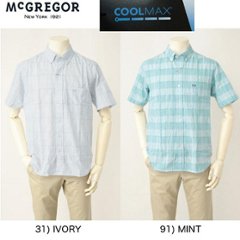  McGREGOR マックレガー メンズ 111162505 Coolmax  快適着心地涼しくドライ  ボタンダウウィンドペンチェックシャツ(半袖)の画像
