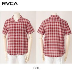 RVCA BB041-128 ワンナップ チェック 半袖シャツ オープンシャツ チェリー チェック ガーゼ調素材　の画像