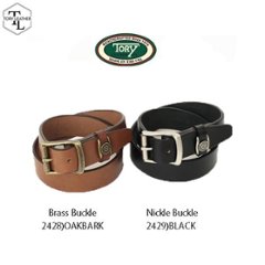 トリー tory 本革　レザーベルト　2428)OAKBARK & 2429)Black Strap Belts  3.8cm wide Roller Buckle の画像
