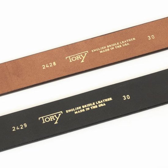 トリー tory 本革　レザーベルト　2428)OAKBARK & 2429)Black Strap Belts  3.8cm wide Roller Buckle 画像