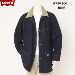 LEVI'S WARM コート A3207-0000 カバーオール ジャケット DARK INDIGO RINSE リラックスフィット フラップポケット ワークウェア 混紡ファブリック 実用的 ワークの画像