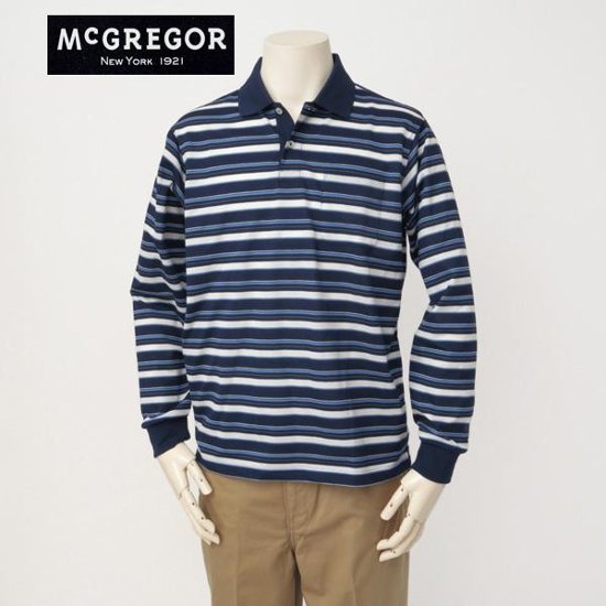 McGREGOR　鹿の子　長袖　ボーダー　ポロシャツ 　111613104 FISCO　倉敷工房　日本製画像