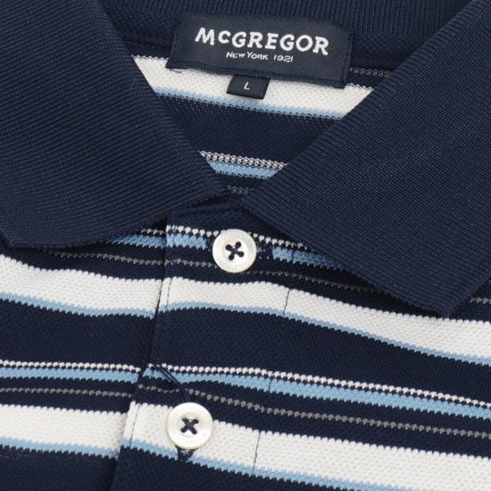 McGREGOR　鹿の子　長袖　ボーダー　ポロシャツ 　111613104 FISCO　倉敷工房　日本製画像