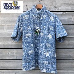 reynspooner 　ラハイナセーラー　レインスプーナー 125-1806 LAHAINA SAILOR Button Front 前開タイプ 0062）Denim 半袖アロハシャツ　前開きの画像