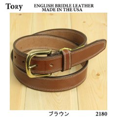 トリー tory 本革　レザーベルト　Stitiched Belt  A Brass Roller Buckle   2180の画像