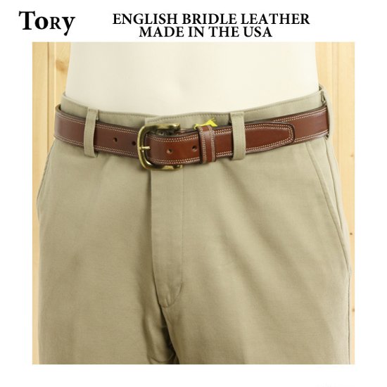 トリー tory 本革　レザーベルト　Stitiched Belt  A Brass Roller Buckle   2180画像