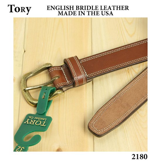 トリー tory 本革　レザーベルト　Stitiched Belt  A Brass Roller Buckle   2180画像