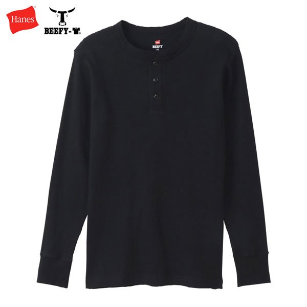 ヘインズ HANES BEEFY Tee ビーフィー HM4-S104 HENLEY NECK THERMAL