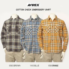 AVIREX アヴィレックス 3220017 COTTON CHECK EMBROIDERY SHIRT コットン チェック エンブロイデリー シャツ の画像