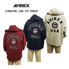 AVIREX アヴィレックス 3231014 SIGNATURE LOGO ZIP PARKER パーカー フリース 刺繍 の画像